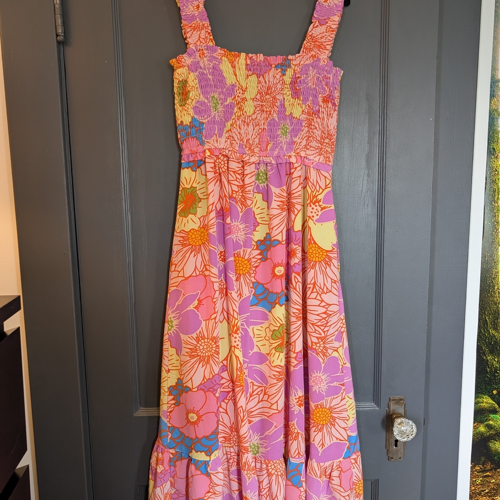 entro Pink, Orange & Yellow Floral Maxi Dress